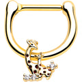 BodyCandy 16G 5/16 Clear CZ Gem Gold Tone Mom Baby Giraffe Cartilage Clicker — main product shot