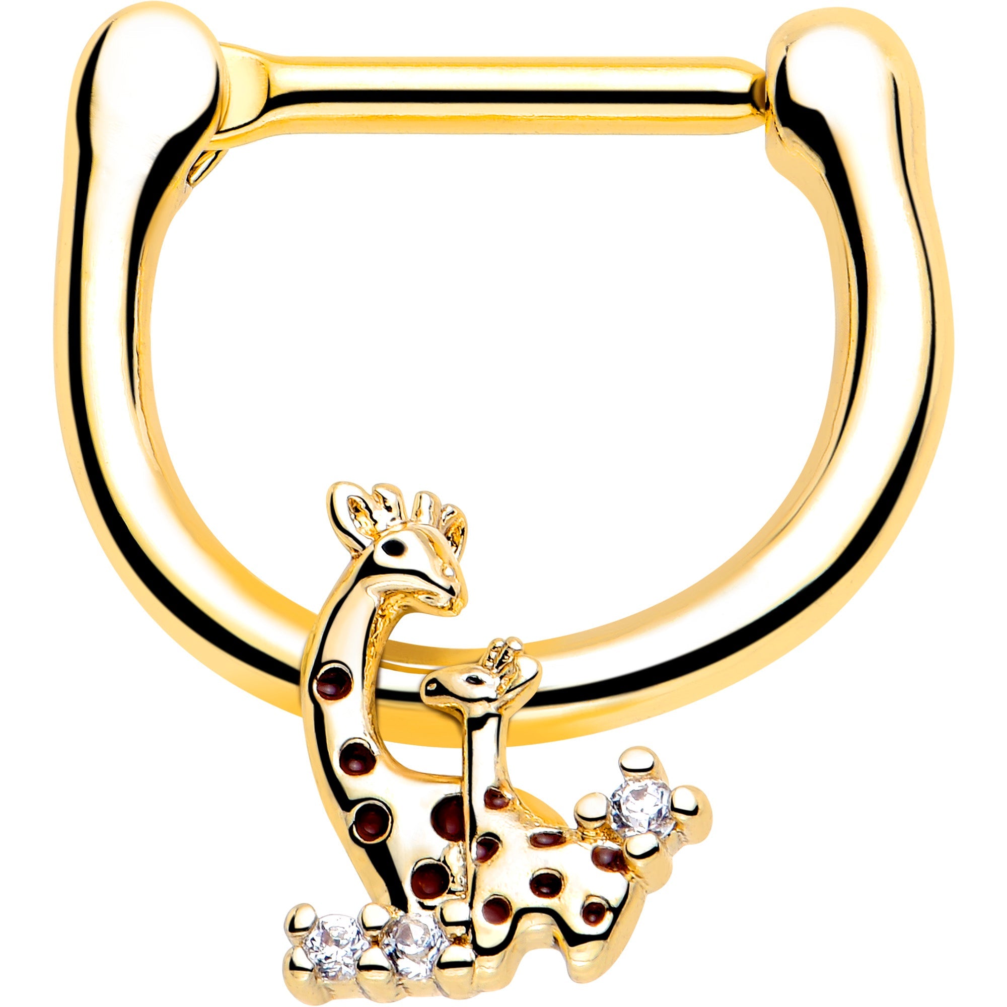 BodyCandy 16G 5/16 Clear CZ Gem Gold Tone Mom Baby Giraffe Cartilage Clicker — main product shot