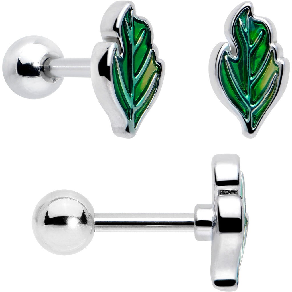 BodyCandy 16G 1/4 Ladybug Hippie Flower Cartilage Tragus Earring Set of 3 — back view