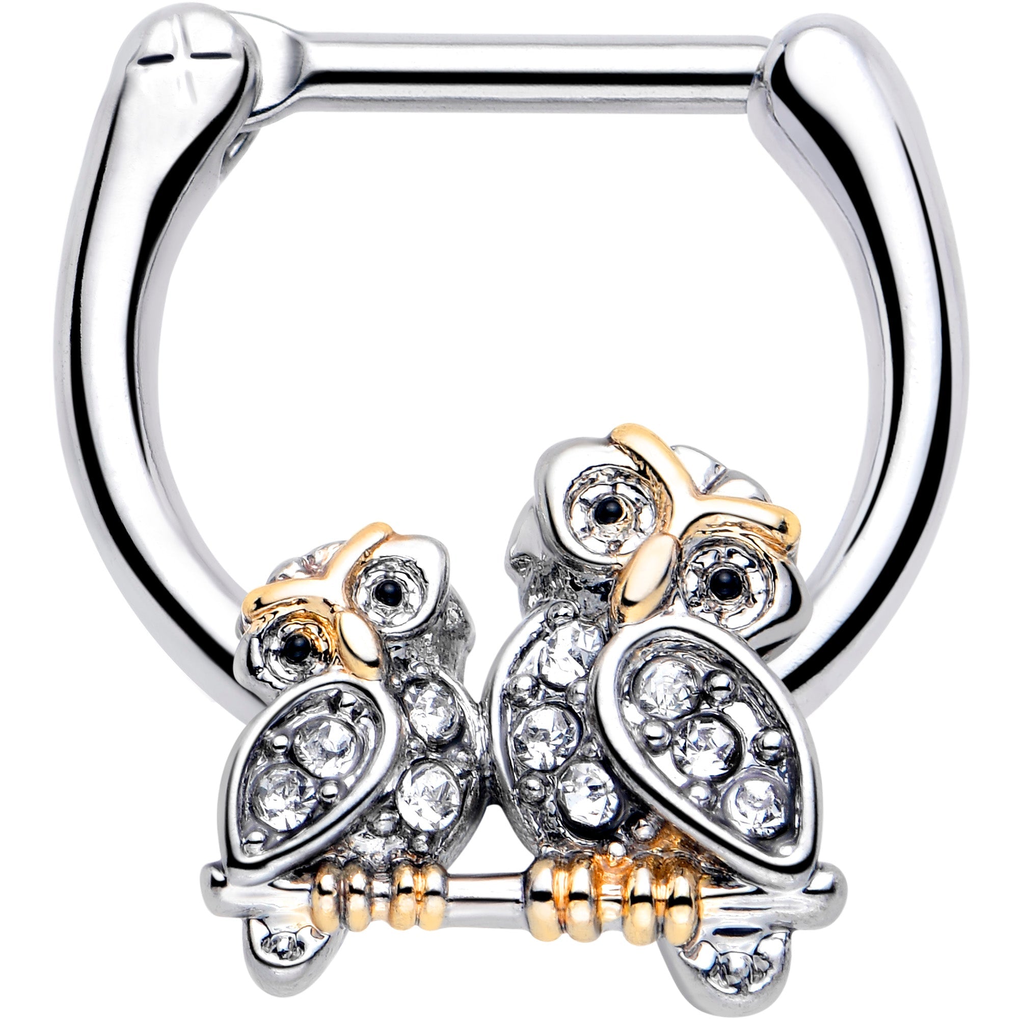 BodyCandy 16G 5/16 Clear Gem Evening Owls Cartilage Clicker — main product shot