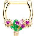 BodyCandy 16G 5/16 Pink CZ Gem Gold Tone Floral Cactus Cartilage Clicker — main product shot