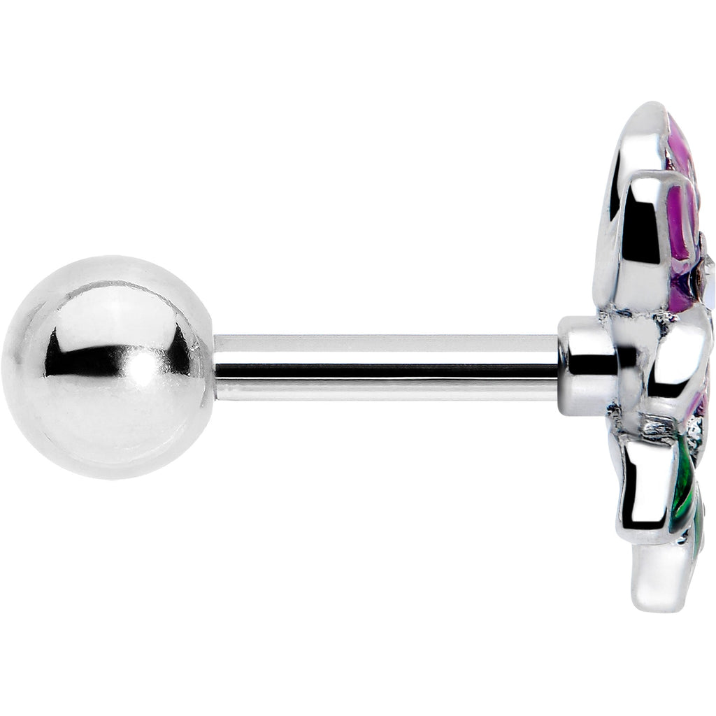BodyCandy 16G 1/4 Clear CZ Gem Flower Purple Cartilage Tragus Earring — side view