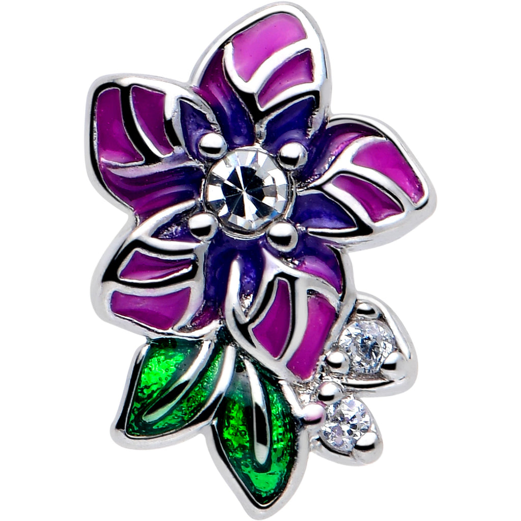 BodyCandy 16G 5/16 Clear CZ Gem Flower Purple Flatback Stud — lifestyle context