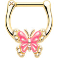 BodyCandy 16G 5/16 Gold Tone Butterfly Pink Splash Cartilage Clicker — main product shot