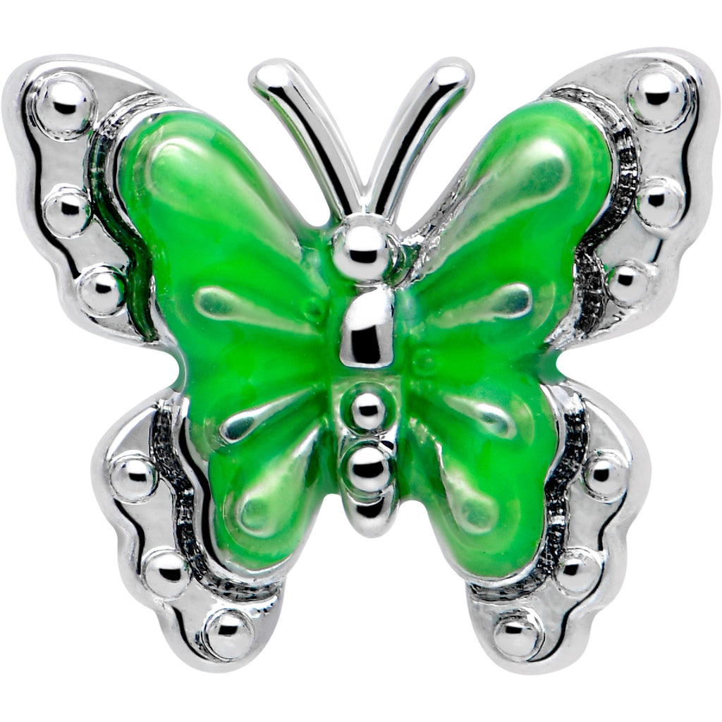 BodyCandy 16G 5/16 Butterfly Green Splash Labret Monroe Tragus — lifestyle context