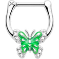 BodyCandy 16G 5/16 Butterfly Green Splash Cartilage Clicker — main product shot