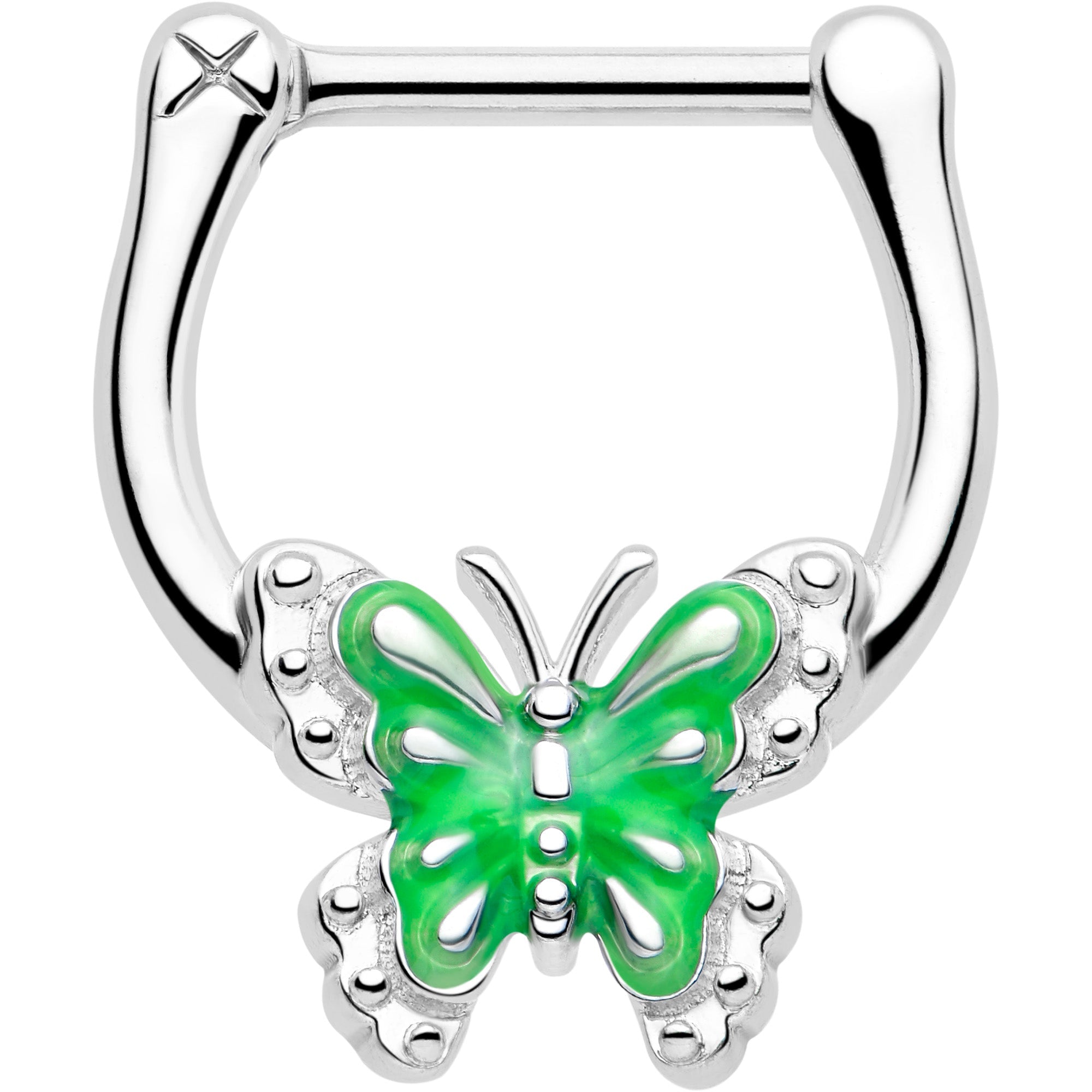 BodyCandy 16G 5/16 Butterfly Green Splash Cartilage Clicker — main product shot
