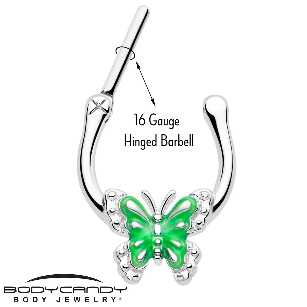 BodyCandy 16G 5/16 Butterfly Green Splash Cartilage Clicker — lifestyle context