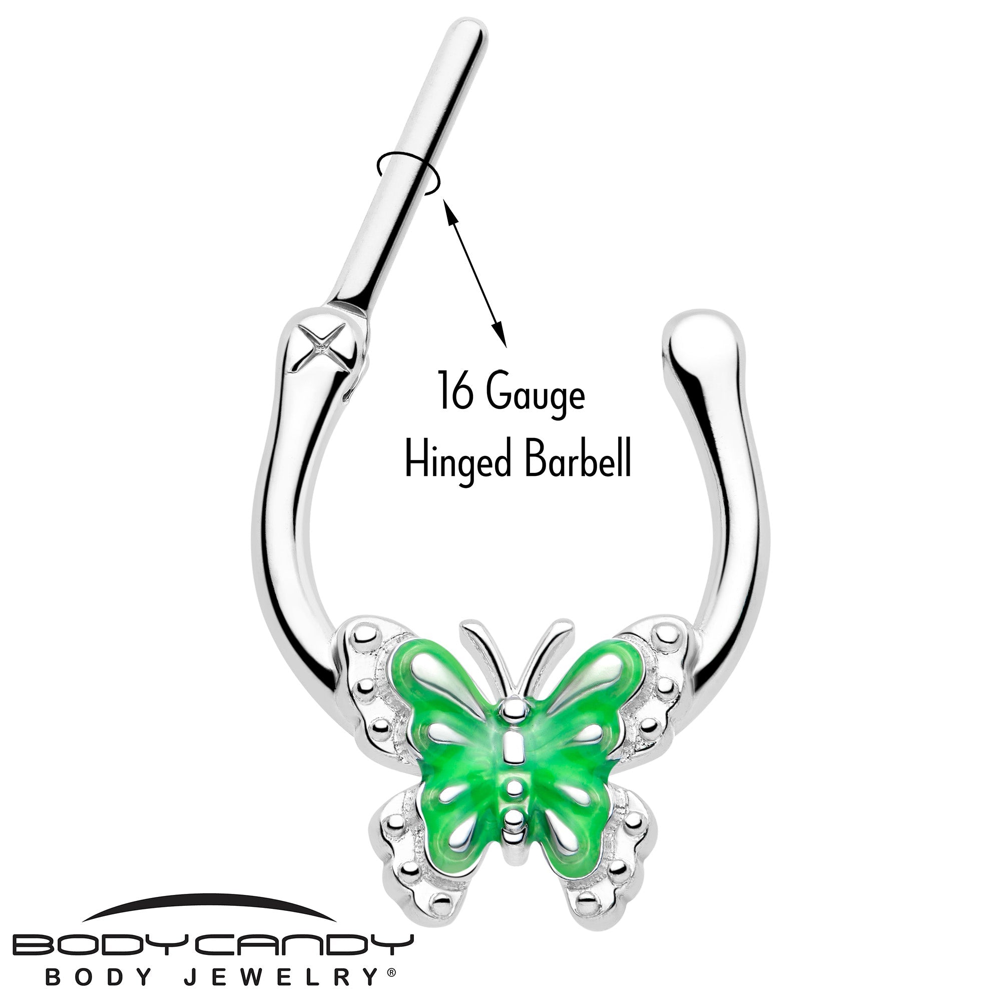 BodyCandy 16G 5/16 Butterfly Green Splash Cartilage Clicker — lifestyle context
