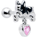 BodyCandy 16G 1/4 Pink CZ Gem Sleepy French Bulldog Dangle Cartilage Earring — main product shot