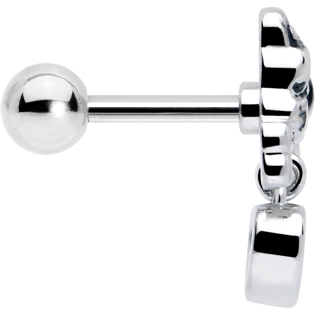 BodyCandy 16G 1/4 Pink CZ Gem Sleepy French Bulldog Dangle Cartilage Earring — side view