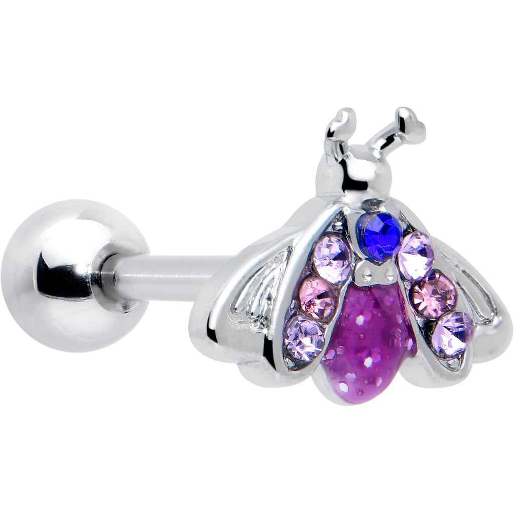 BodyCandy 16G 1/4 Pink Blue Gem Beautiful Insect Cartilage Tragus Earring — main product shot