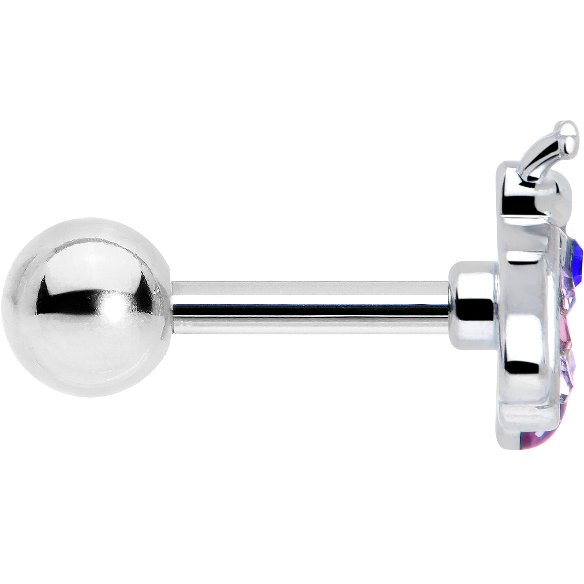 BodyCandy 16G 1/4 Pink Blue Gem Beautiful Insect Cartilage Tragus Earring — side view