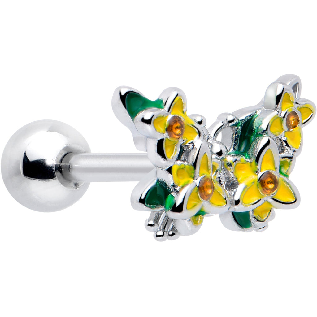 BodyCandy 16G 1/4 Yellow CZ Gem Blooming Butterfly Cartilage Tragus Earring — main product shot