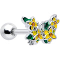 BodyCandy 16G 1/4 Yellow CZ Gem Blooming Butterfly Cartilage Tragus Earring — main product shot