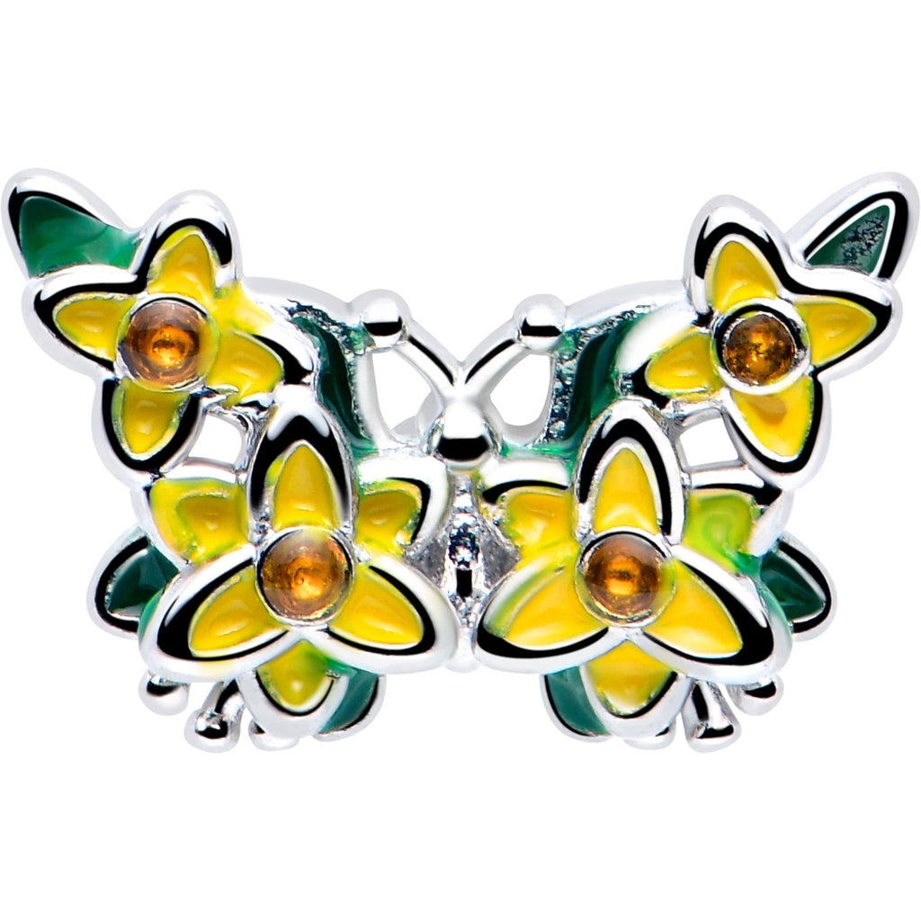 BodyCandy 16G 5/16 Yellow CZ Gem Blooming Butterfly Labret Monroe Tragus — lifestyle context
