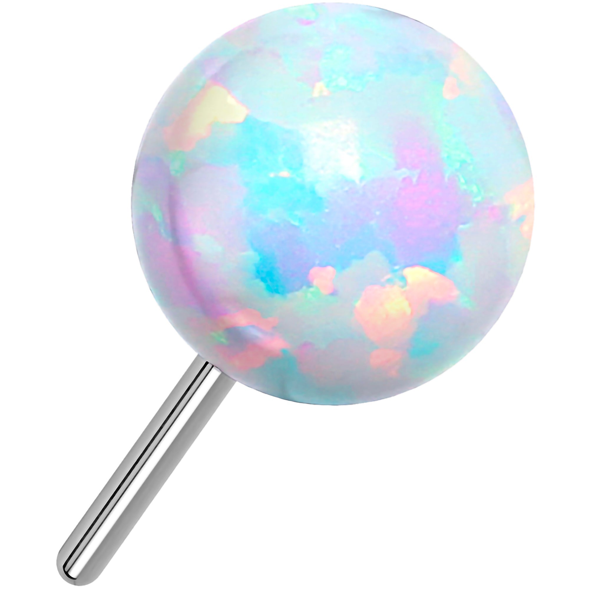 BodyCandy White Synthetic Opal ASTM F-136 4mm Flat Back Earring Push In Top — main product shot