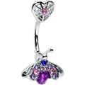 BodyCandy Pink Purple Gem Spiderweb Heart Love Insect Double Mount Belly Ring — main product shot