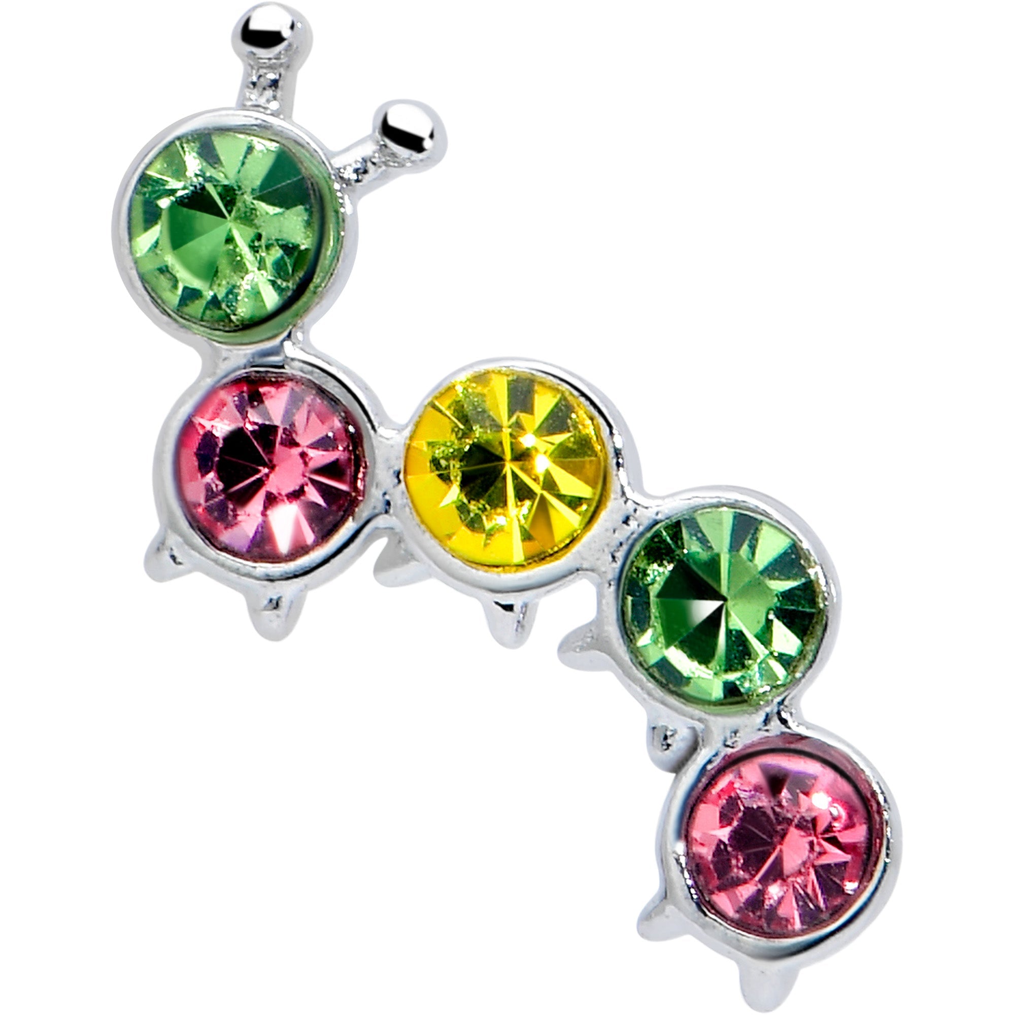 BodyCandy 16G 1/4 Pink Green Gem Caterpillar Cartilage Tragus Earring — lifestyle context