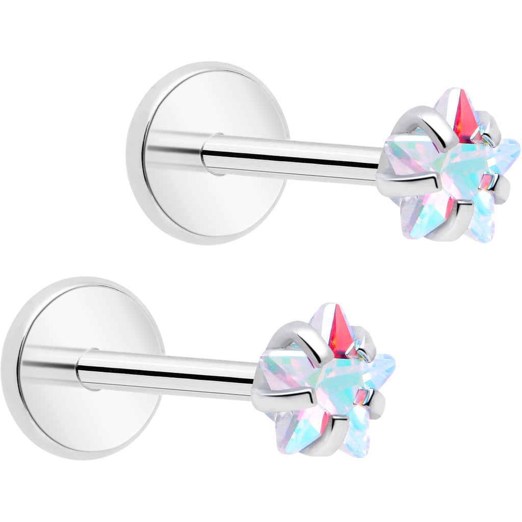 BodyCandy 3mm CZ Star Flat Back Stud Earrings - 1 Pair — detail close-up