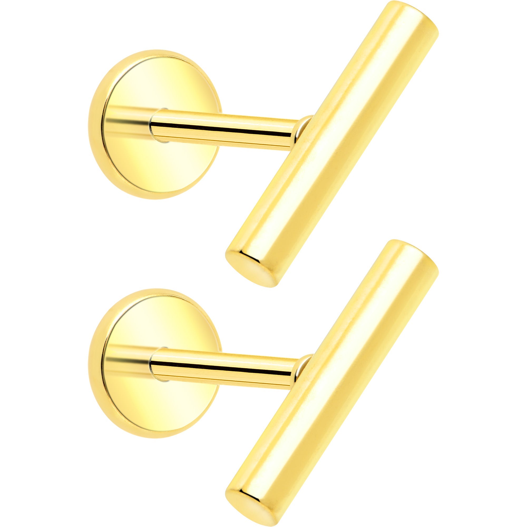 BodyCandy 316L Surgical Steel Straight Barbell Flat Back Stud Earrings - 1 Pair — size reference