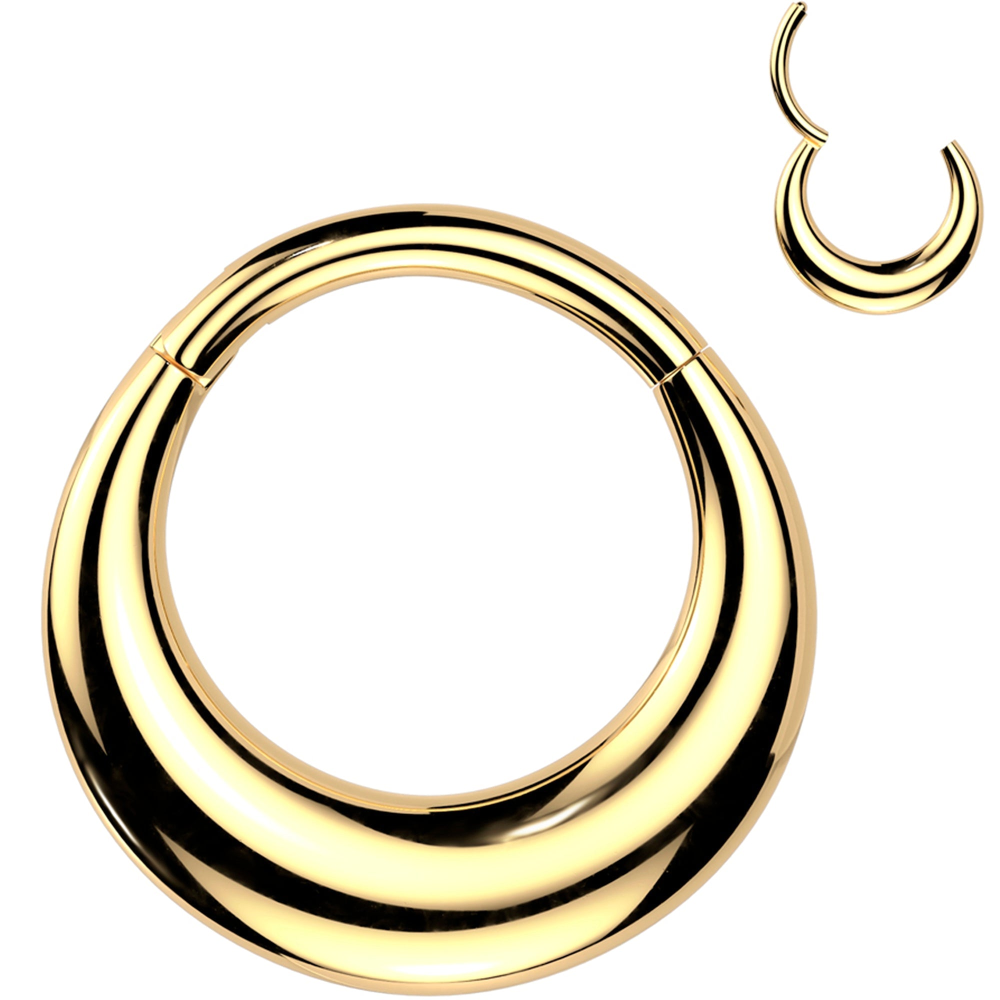 BodyCandy 16G 3/8 Simplicity Thick Gold Tone Precision Hinged Segment Ring — main product shot