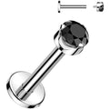 BodyCandy 16G 1/4 3mm Black CZ Round Medical Grade Titanium Flat Back Earring — main product shot