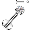BodyCandy 16G 5/16 3mm Clear CZ Round Medical Grade Titanium Flat Back Earring — main product shot