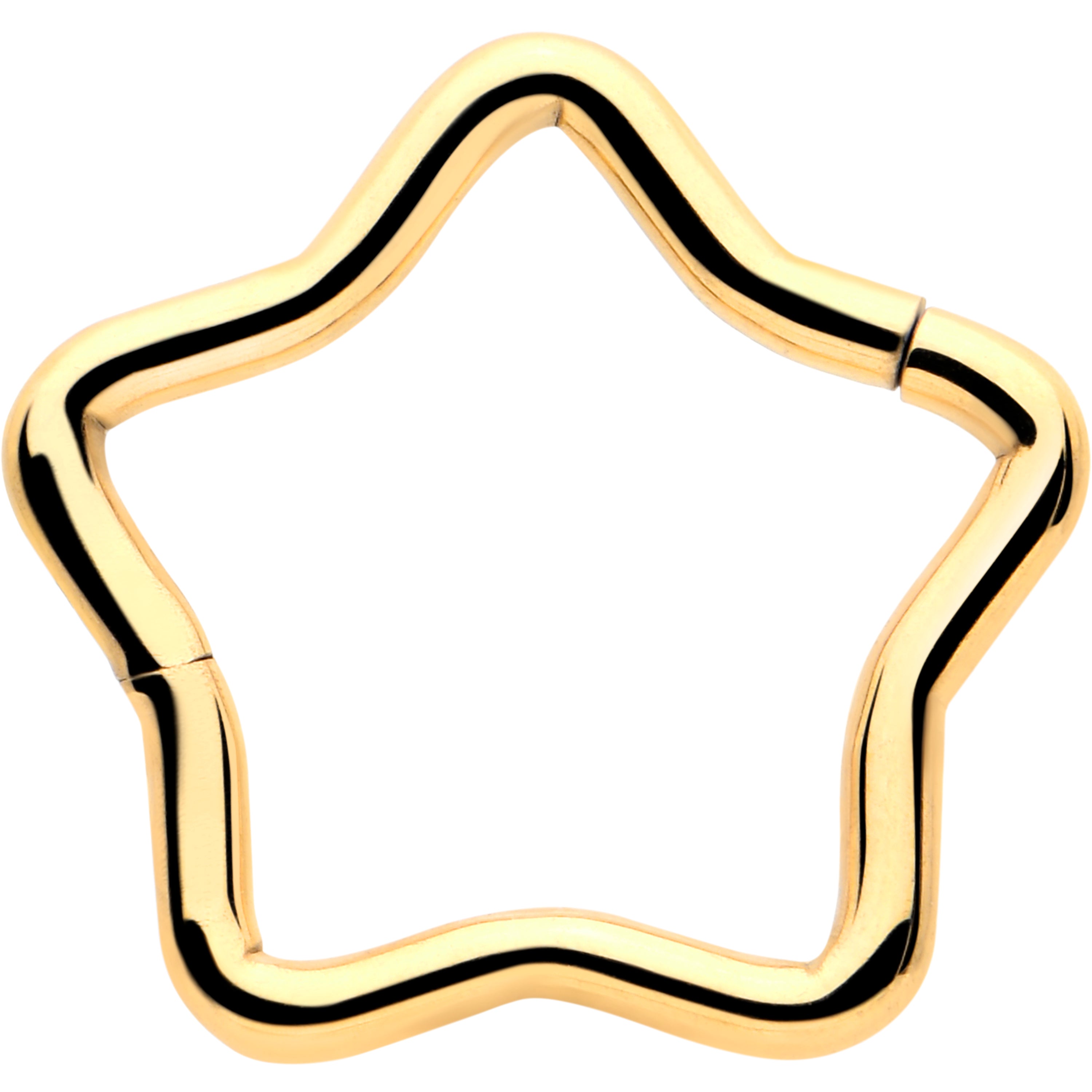 BodyCandy 16G 5/16 Gold Tone Star Shaped Hinged Segment Ring — main product shot