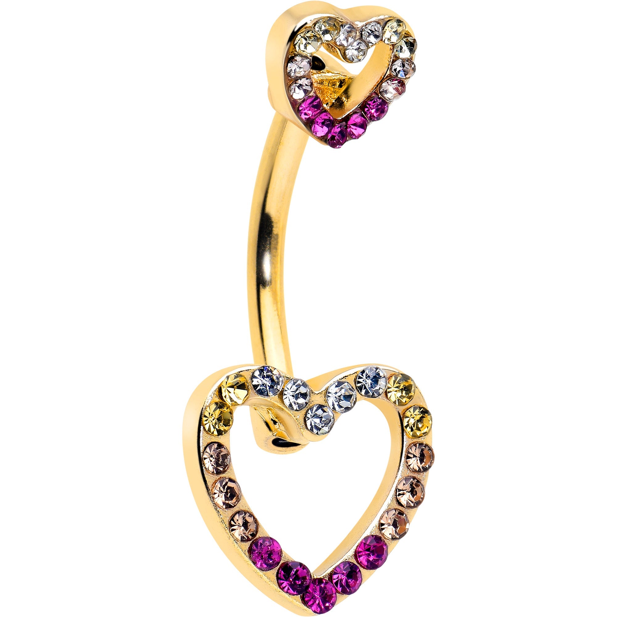 BodyCandy Romance Gem Open Heart Valentine Double Mount Belly Ring — alternative angle