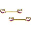 BodyCandy 14G 9/16 Romance Gem Open Heart Barbell Nipple Ring Set — alternative angle
