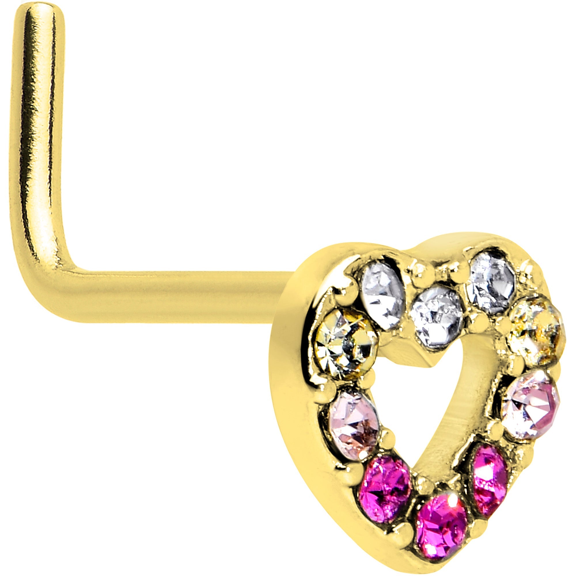 BodyCandy 20G Romance Gem Open Heart L Shape Nose Ring — lifestyle context