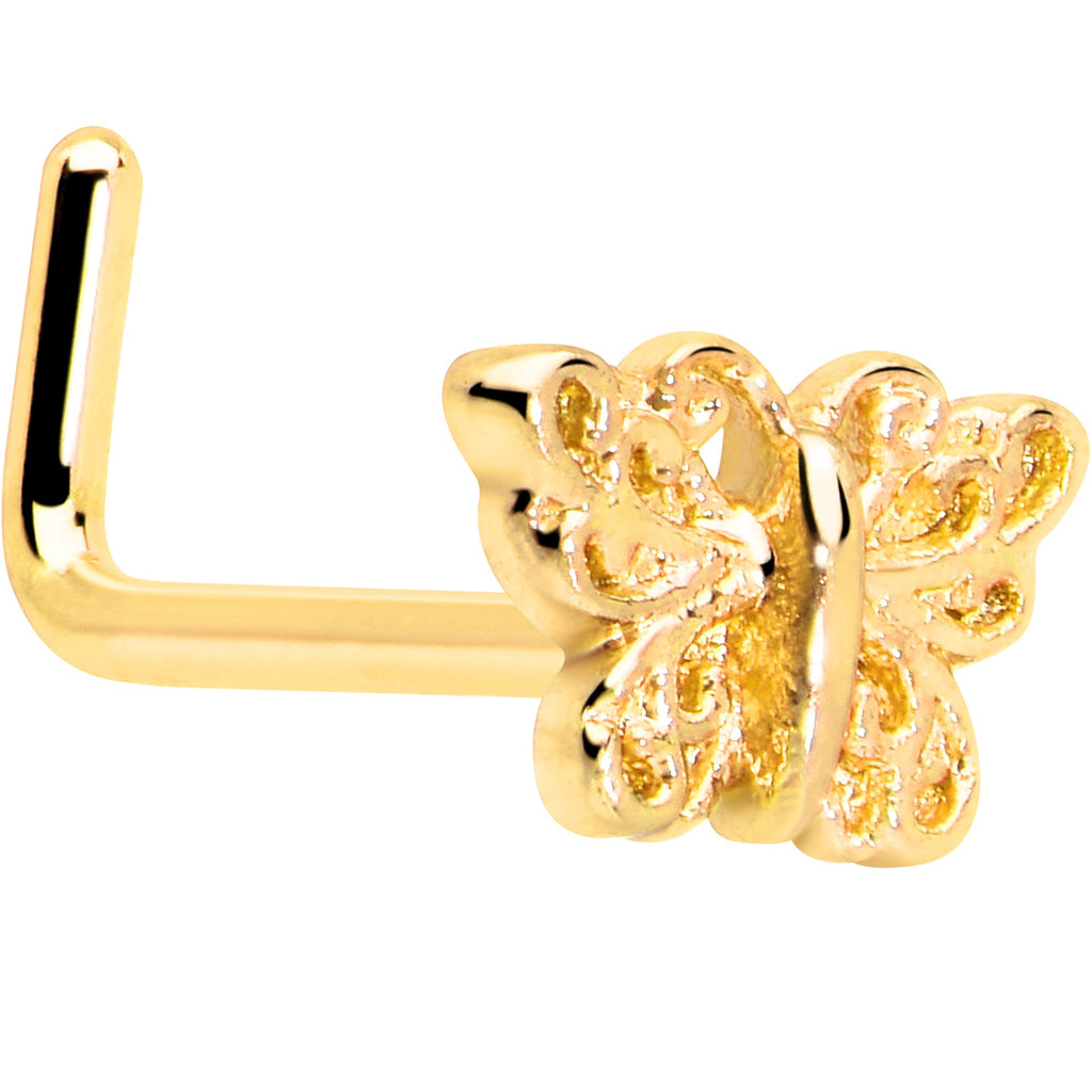 BodyCandy 20G 7mm Butterfly Classic L Shape Nose Ring — color detail