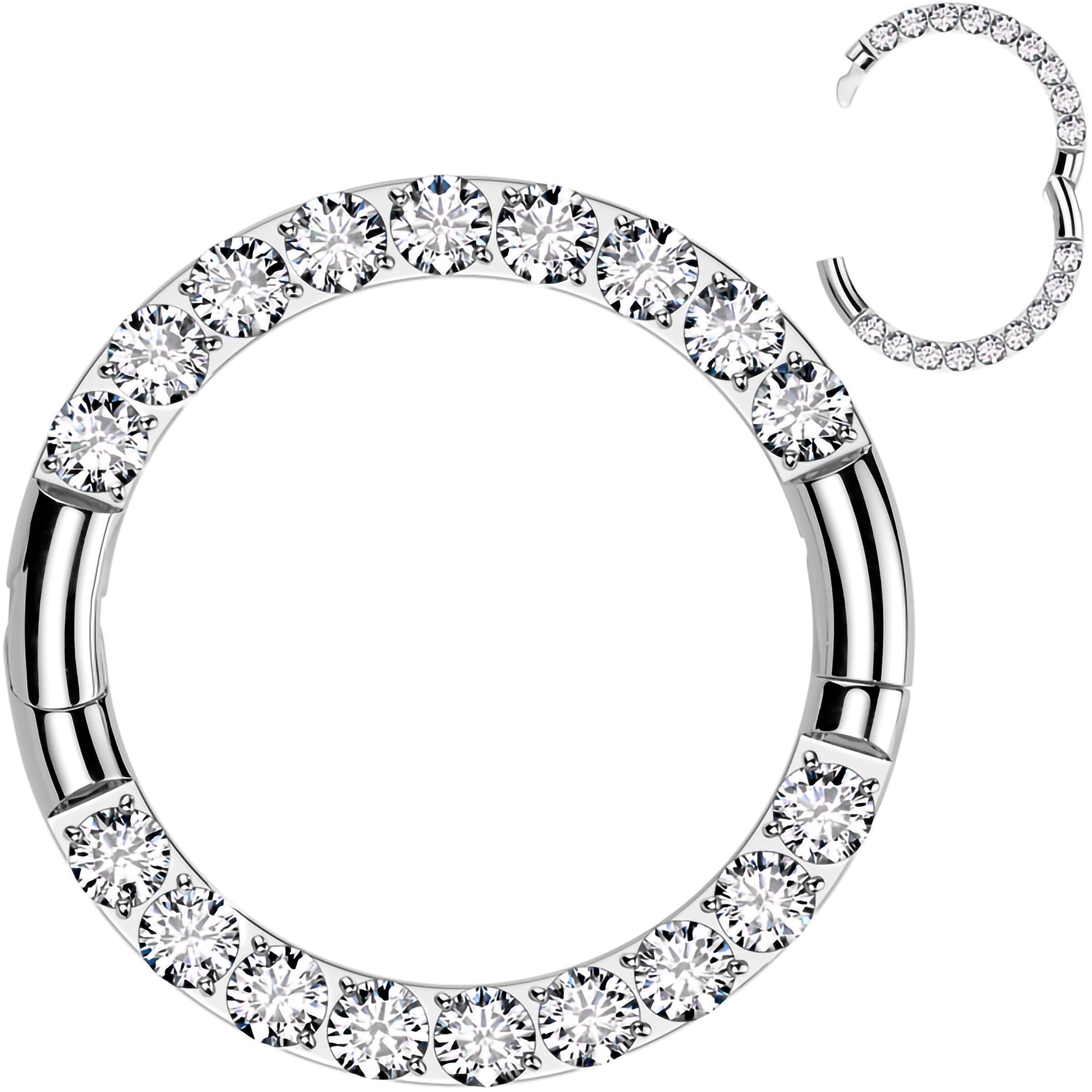 BodyCandy 16G Implant Grade Titanium CZ Double Row Hoop Segment Ring — back view
