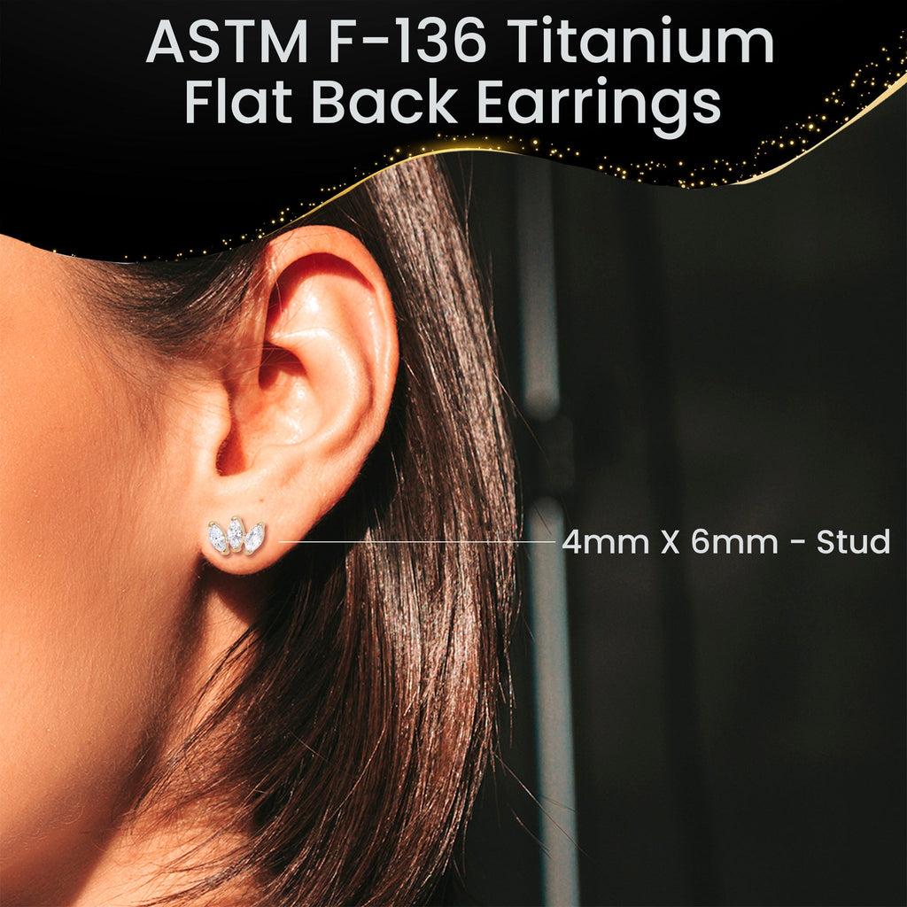 BodyCandy Titanium Flat Back Earring Trio Gem- 18G Threadless Reversible Heart — side view