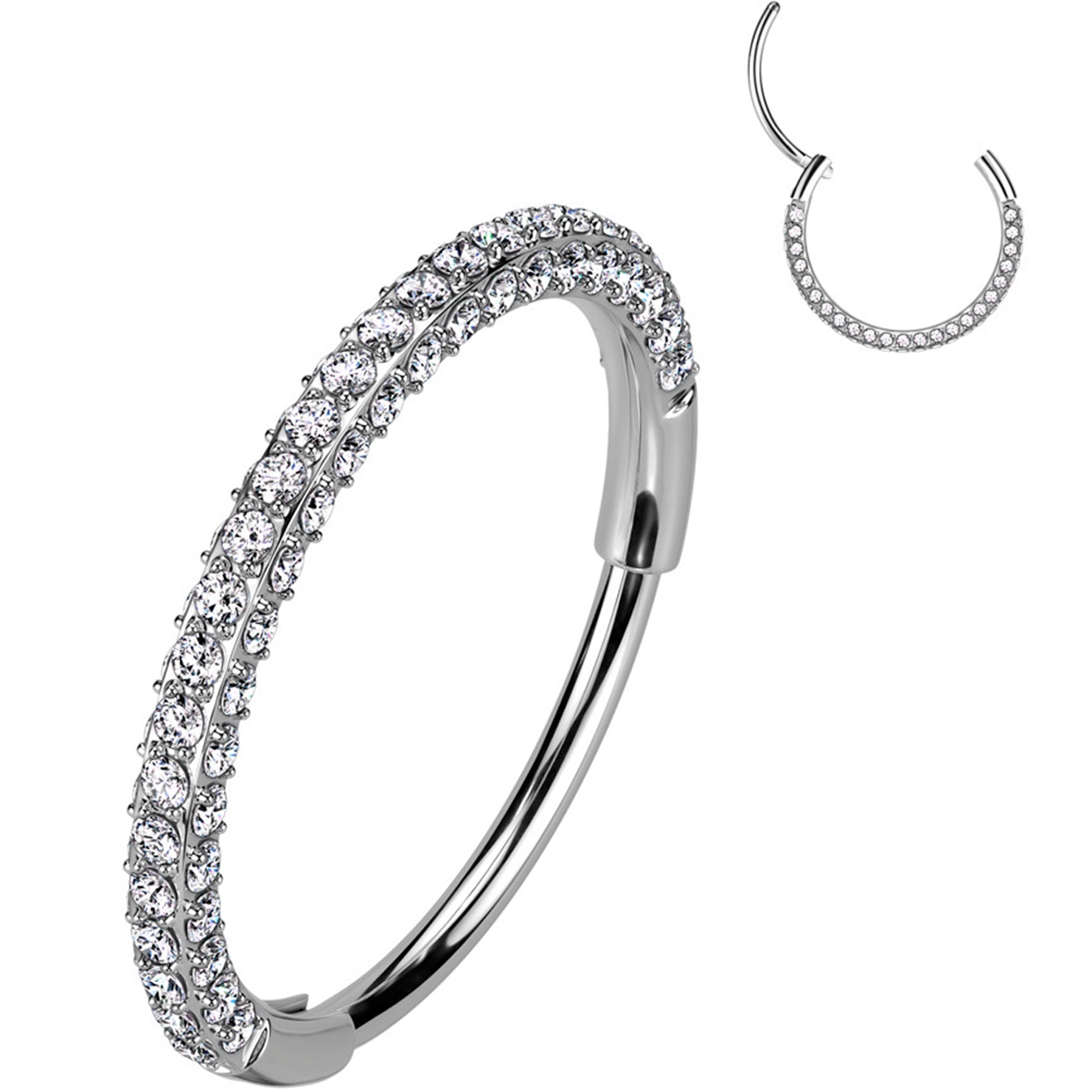 BodyCandy 20G Implant Grade Titanium Triple Sided Micro Gem Hinged Nose Hoop — feature highlight