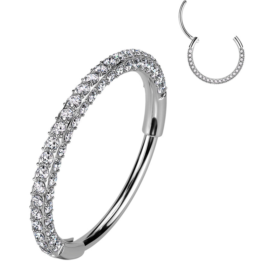BodyCandy 18G Implant Grade Titanium Triple Sided Micro Gem Hinged Nose Hoop — main product shot