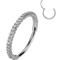 BodyCandy 18G Implant Grade Titanium Triple Sided Micro Gem Hinged Nose Hoop — product on model