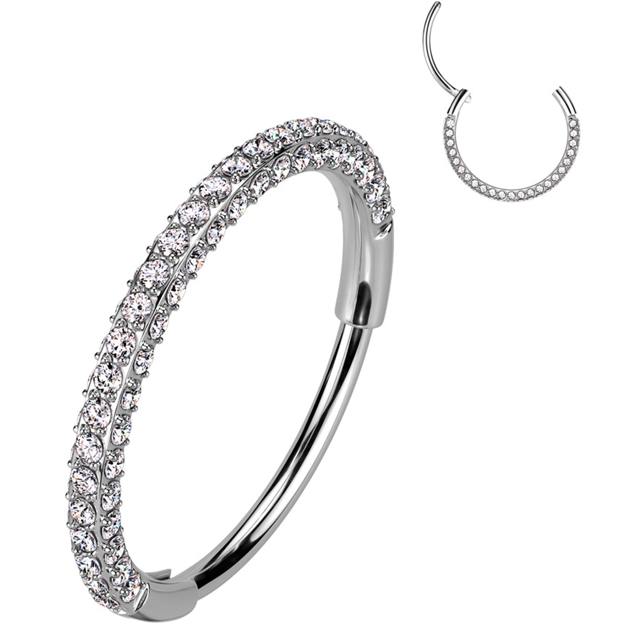 BodyCandy 20G Implant Grade Titanium Triple Sided Micro Gem Hinged Nose Hoop — comparison shot