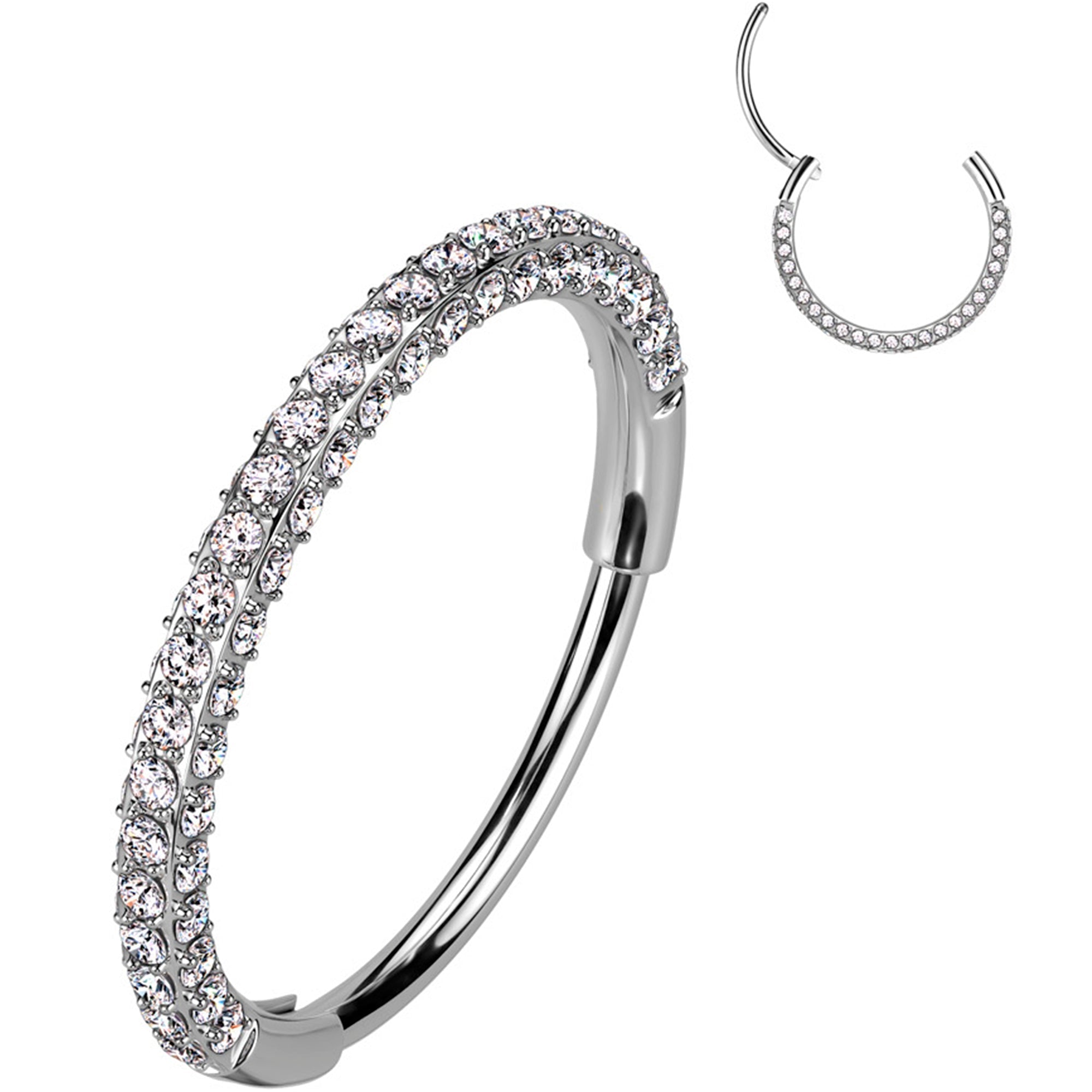 BodyCandy 18G Implant Grade Titanium Triple Sided Micro Gem Hinged Nose Hoop — feature highlight