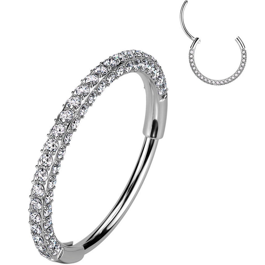 BodyCandy 20G Implant Grade Titanium Triple Sided Micro Gem Hinged Nose Hoop — fabric or material detail