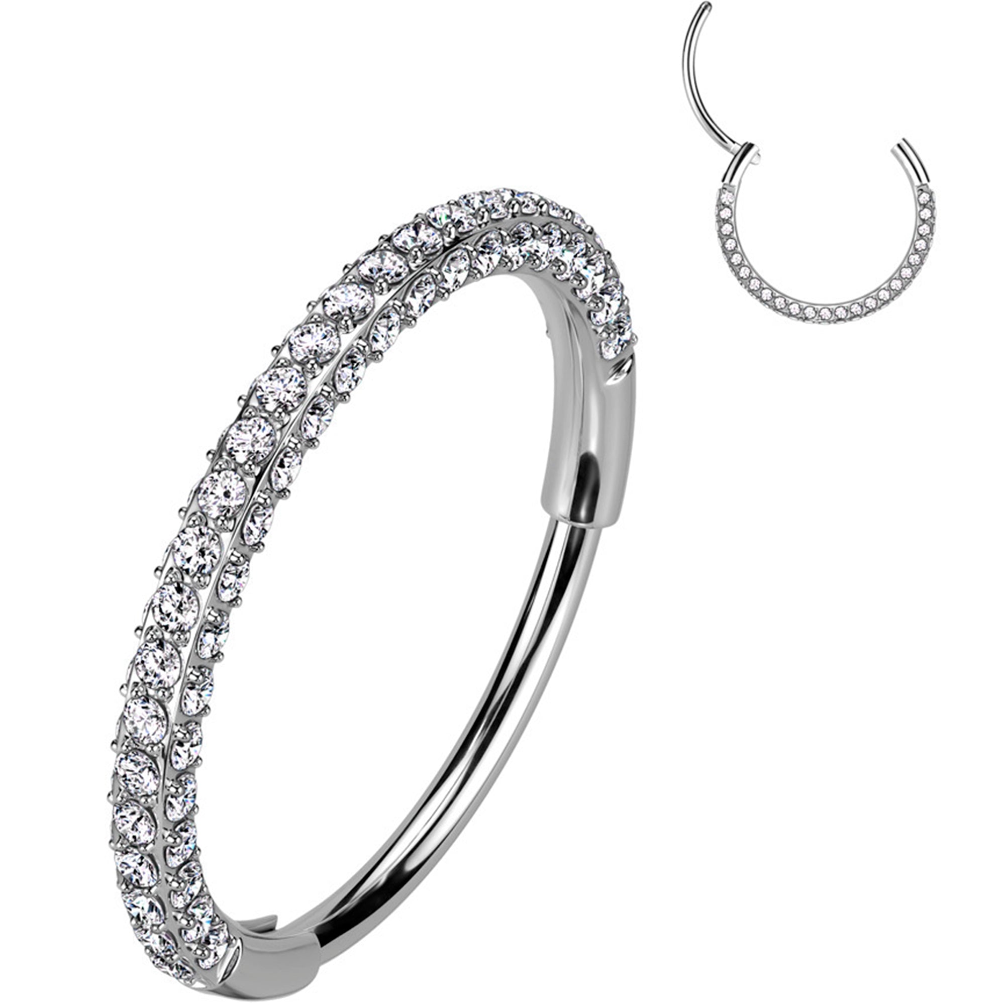 BodyCandy 20G Implant Grade Titanium Triple Sided Micro Gem Hinged Nose Hoop — fabric or material detail