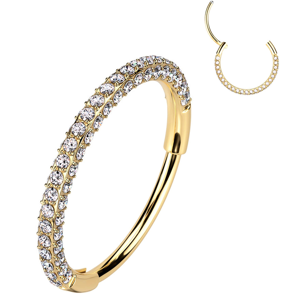 BodyCandy 20G Gold PVD Implant Grade Titanium Triple Sided Micro Gem Hinged Nose Hoop — comparison shot