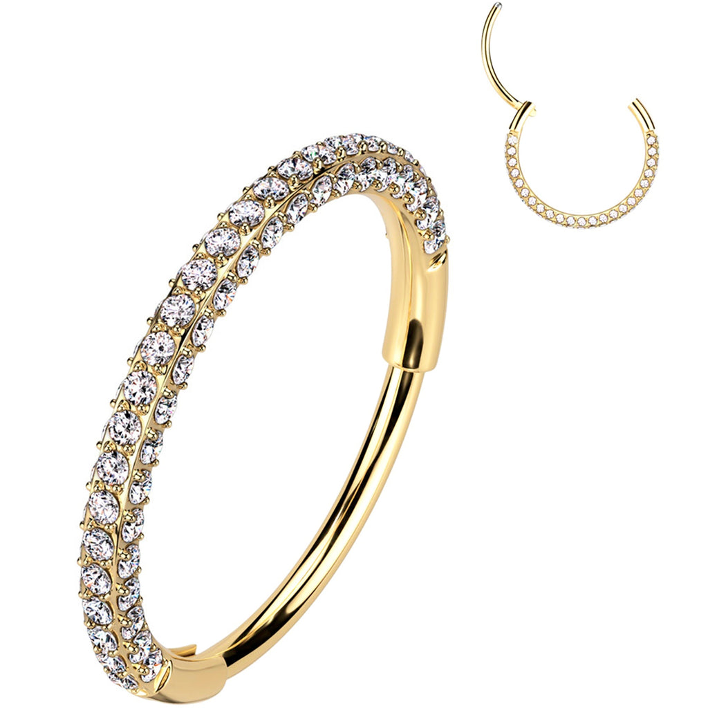 BodyCandy 20G Gold PVD Implant Grade Titanium Triple Sided Micro Gem Hinged Nose Hoop — main product shot