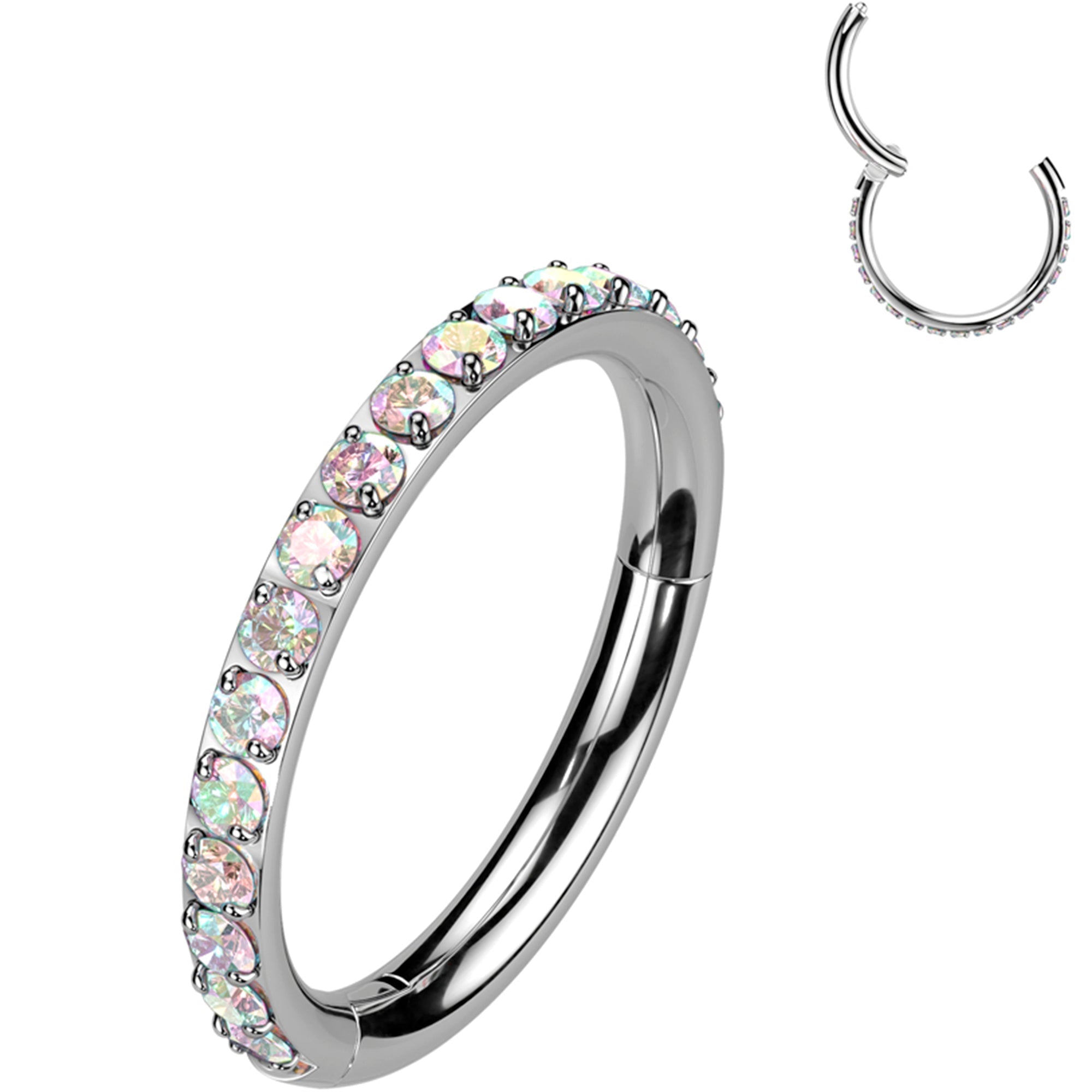 BodyCandy 18G Micro Gem Titanium Hinged Nose Hoop — color detail