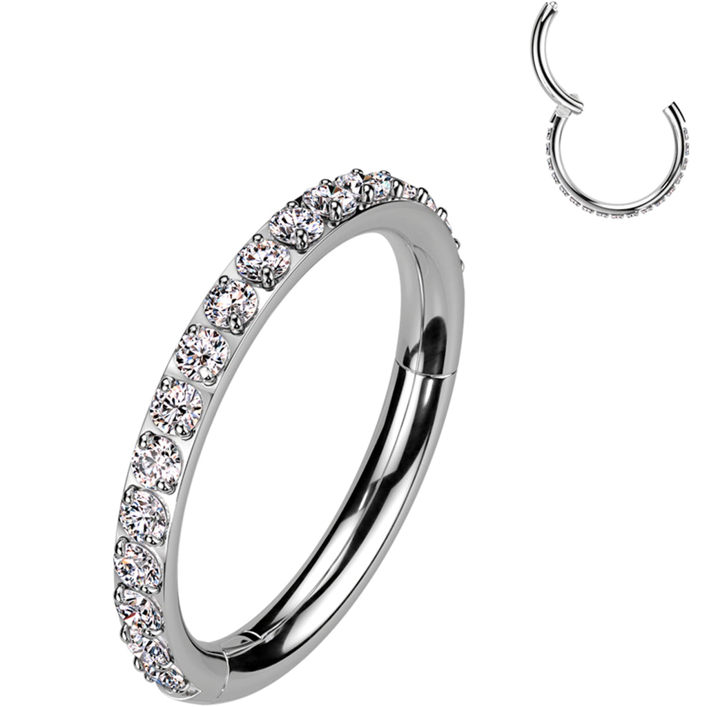 BodyCandy Micro Gem Titanium Hinged Nose Hoop — detail close-up