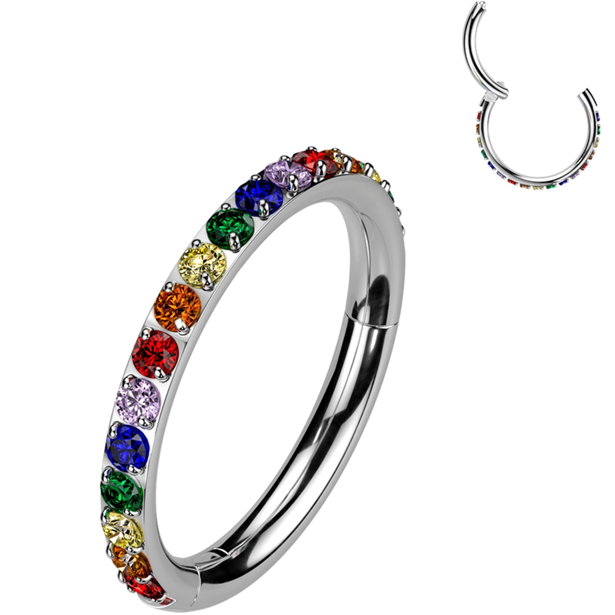 BodyCandy 18G Micro Gem Titanium Hinged Nose Hoop — in-use photo
