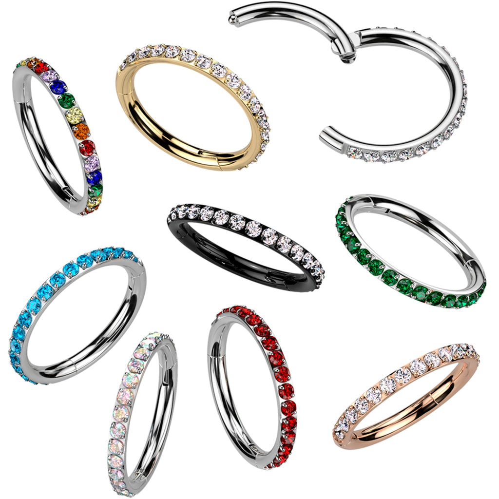 BodyCandy 18G Micro Gem Titanium Hinged Nose Hoop — main product shot