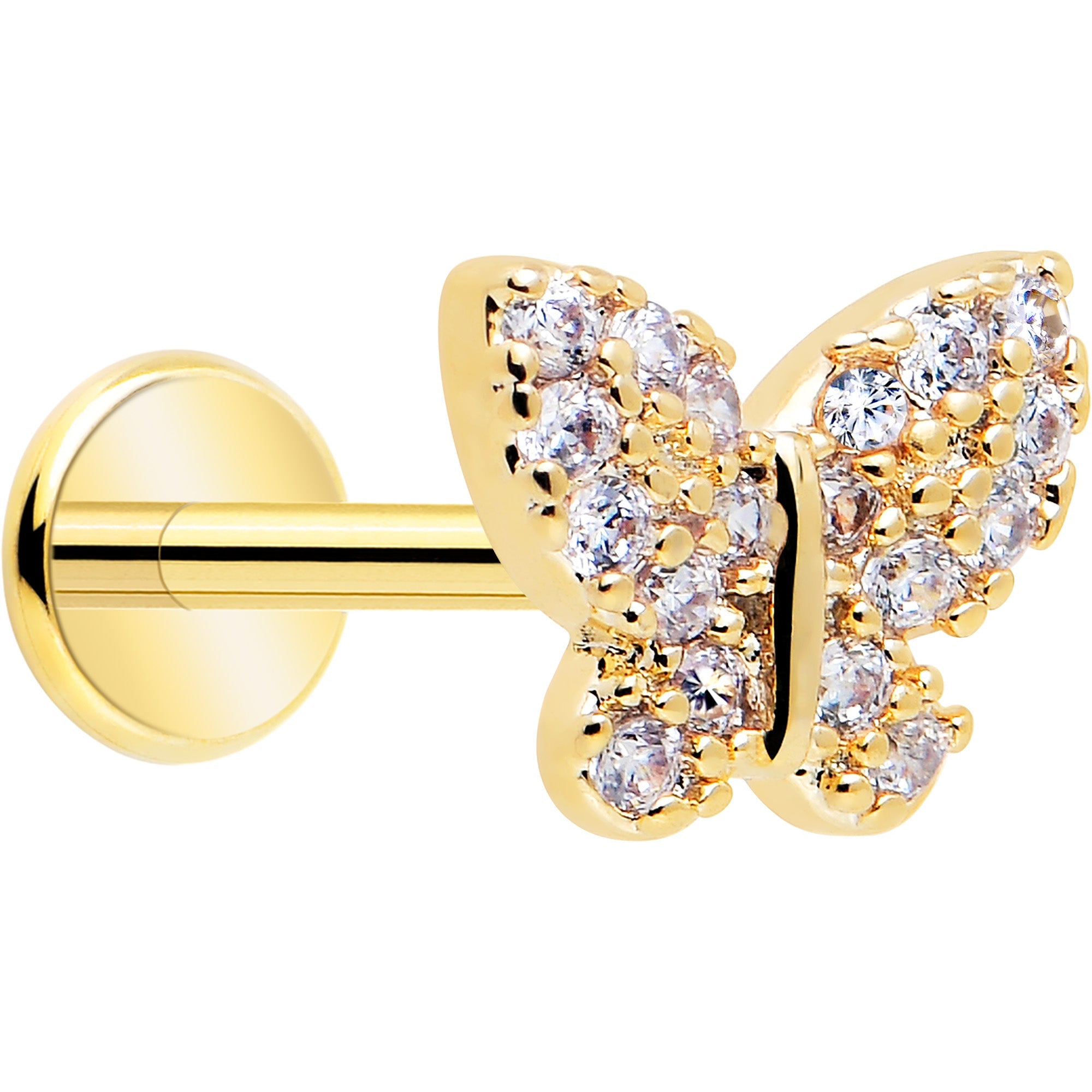 BodyCandy 18G 5/16 CZ Gem Butterfly Paved Threadless Push In Labret Tragus — size reference