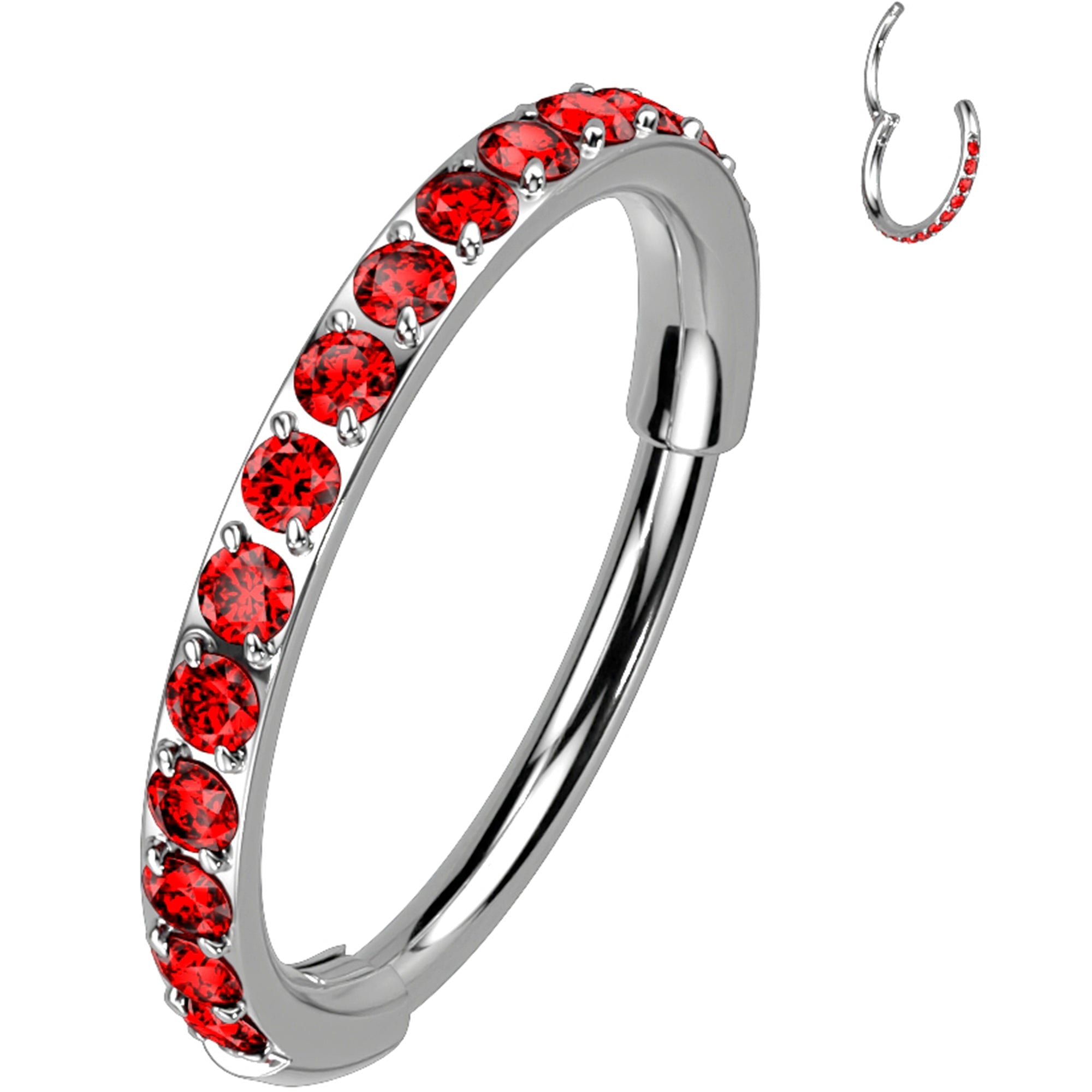 BodyCandy Micro Gem Titanium Hinged Nose Hoop — flat-lay composition